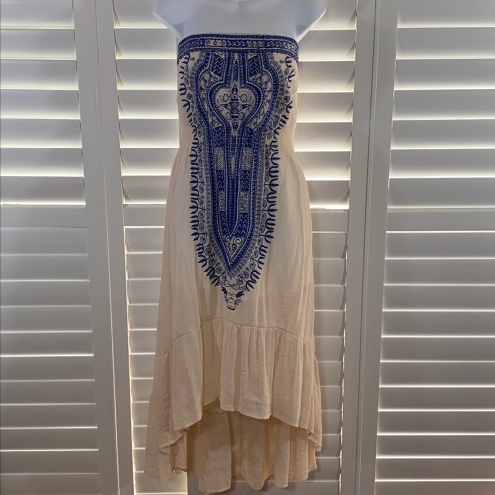 THML Embroidered Strapless Hi-Lo Dress Sz-Lg
